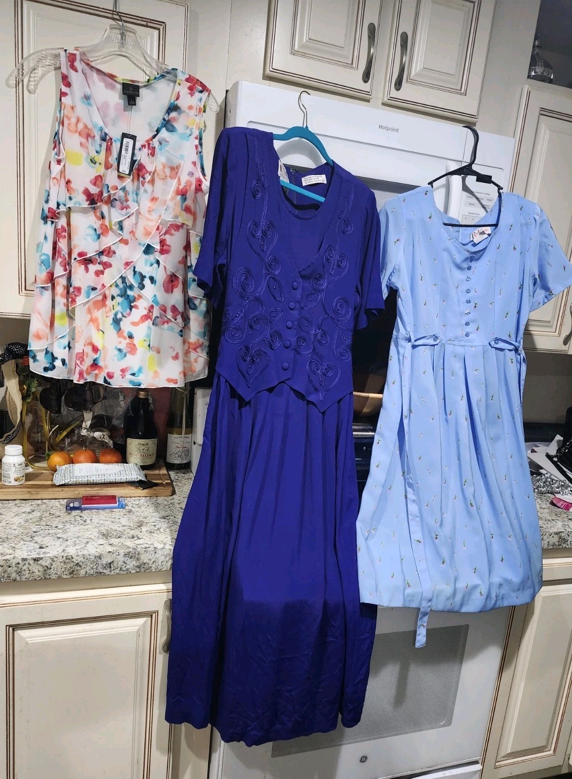 Lot 3 Sz 14W KsL RK Dress Blue Pink Flowers Purple, Ruffle Top 1 Nwts L