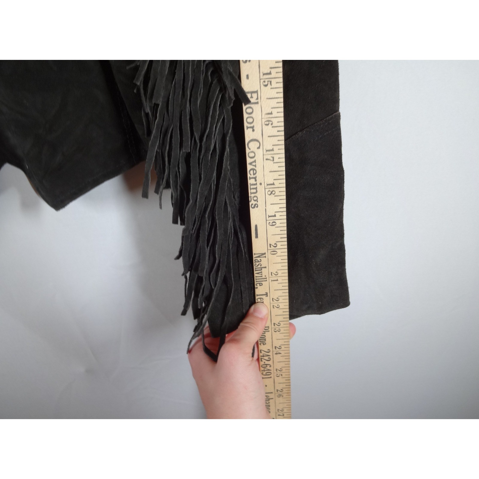 VTG Pioneer Wear Western Jacket 12 Black Suede Fringe Cropped Rodeo Cowgirl Boho
