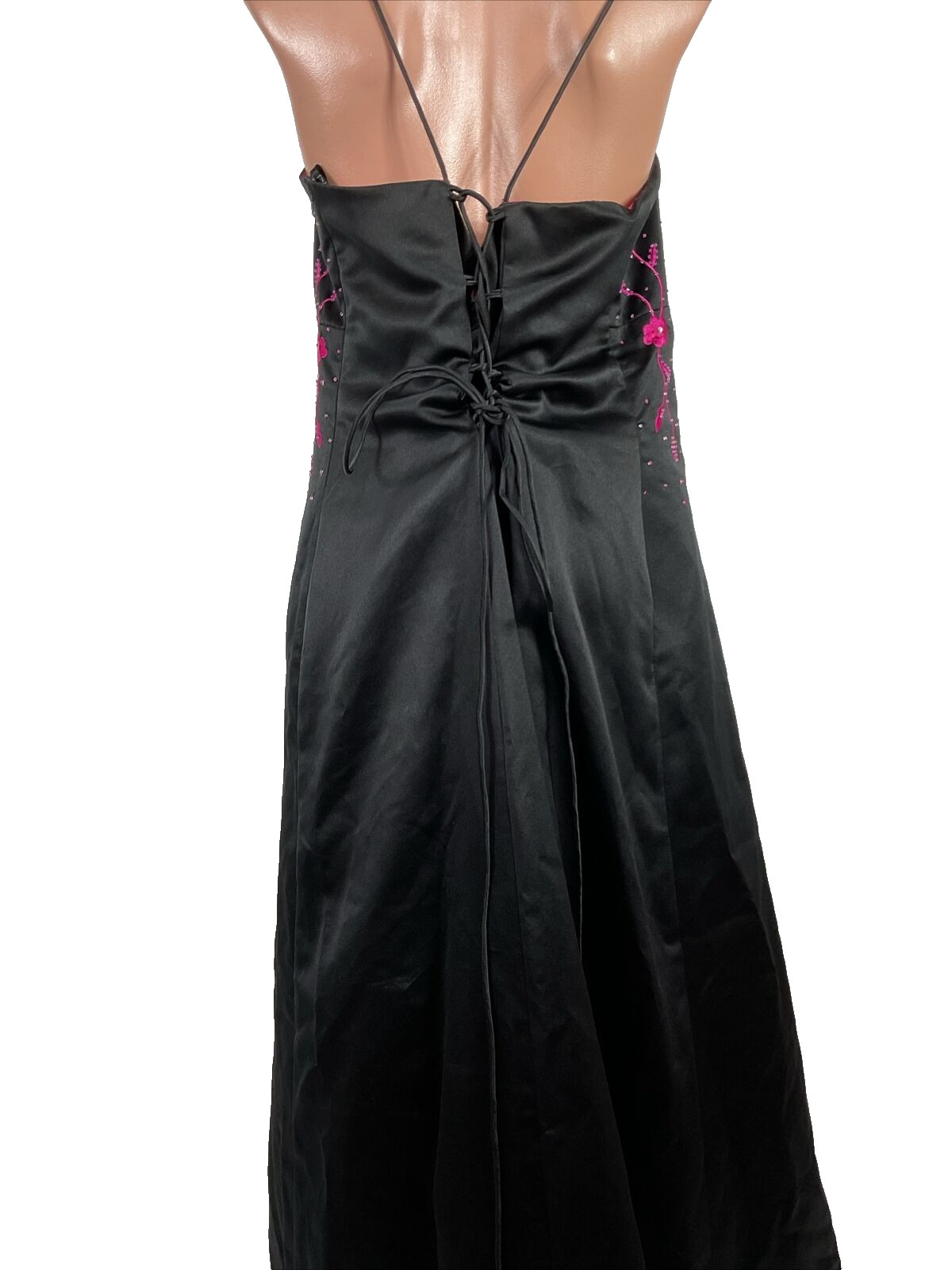 Vintage Y2K Niki Livas Formal Prom Maxi Dress PLUS 20 black pink whimisgoth Goth