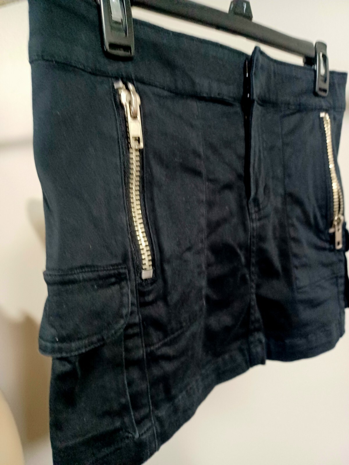 Vintage 90s SQUEEZE Mini Skirt Black Punk Goth Metal 9/10