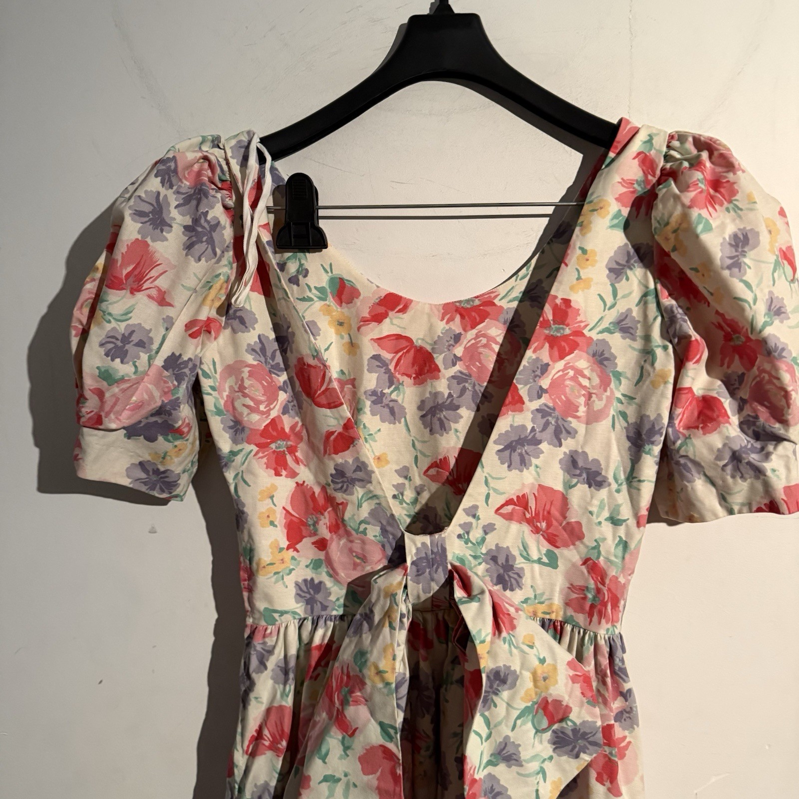 Vintage 1980s Laura Ashley 8 Floral Puff Sleeve Cotton Midi Dress Cottagecore
