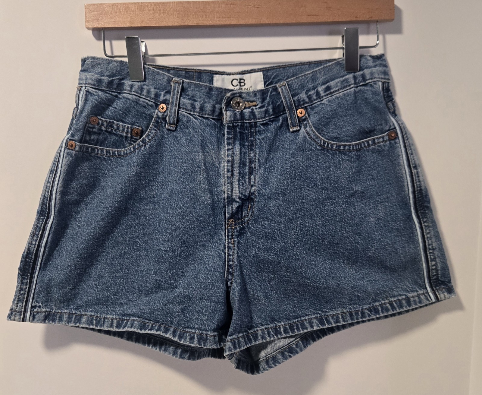 Code Bleu Jean Shorts Juniors 9 Side Stripes 1990s Y2K Punk