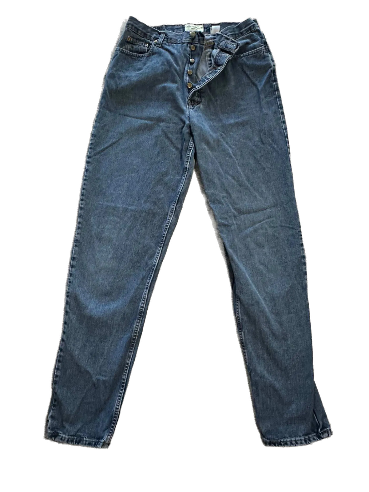 Eddie Bauer Womens Jeans Size 14 Tall 30×34 Vtg High Rise Button Fly Blue