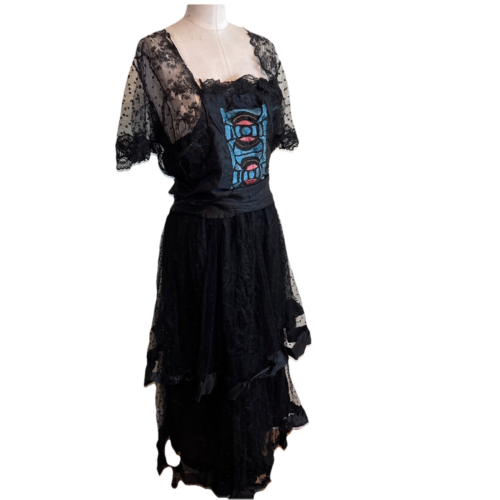 Vintage Antique Edwardian Black Lace Dress