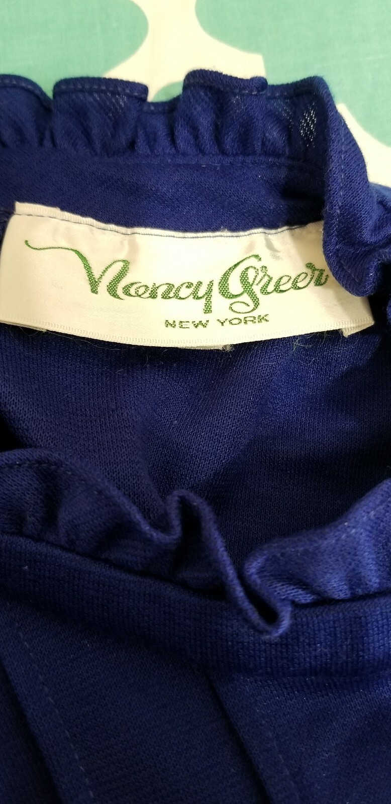 Vintage 70s Nancy Greer New York Royal Blue Pintuck Dress Poly Wool Size 18 L
