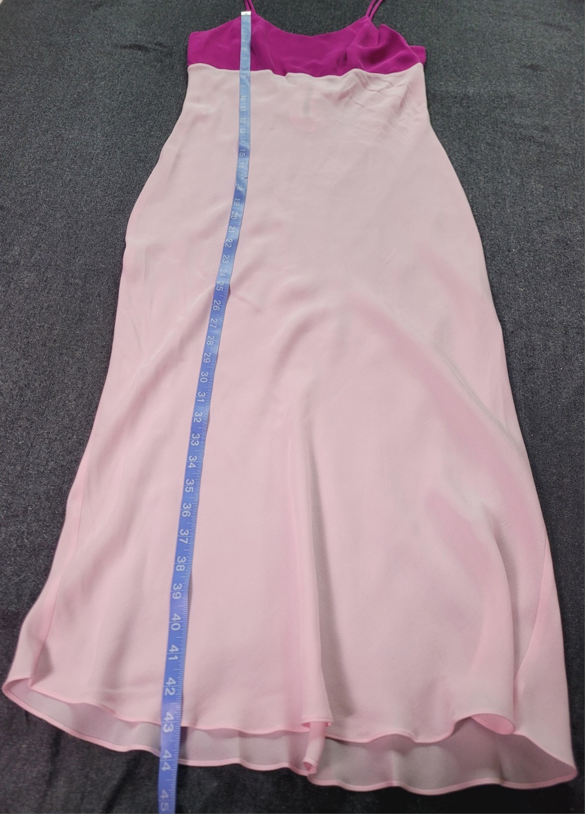 Vintage 90s Y2K Deadstock 2 Tone Pink Fuchsia Silk Nightgown Slip Dress Midi M