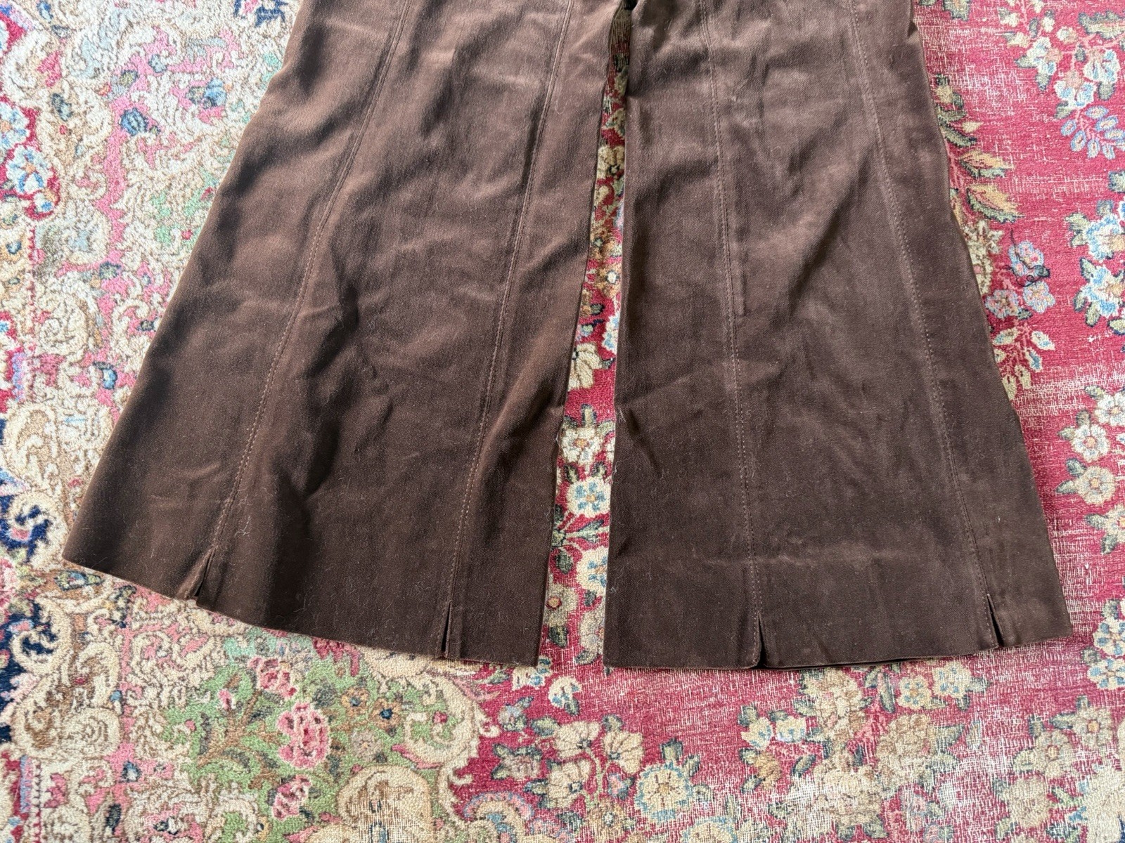 Vintage 1970’s La Parisienne La Piazza Chocolate Brown Velvet Bell Bottom XS