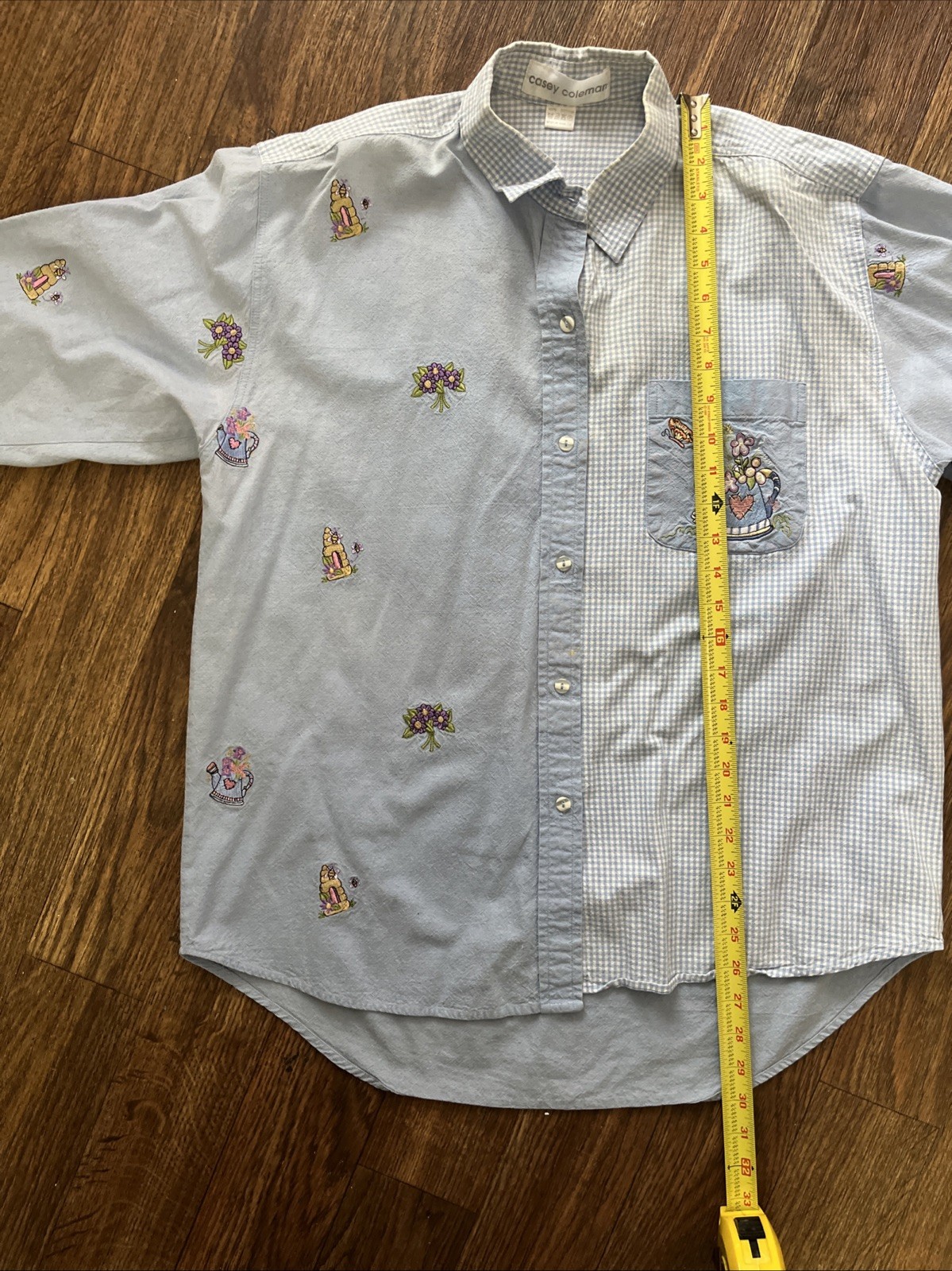 Vintage Casey Coleman Embroidered Shirt Womens XL 90s Cottagecore Button Down