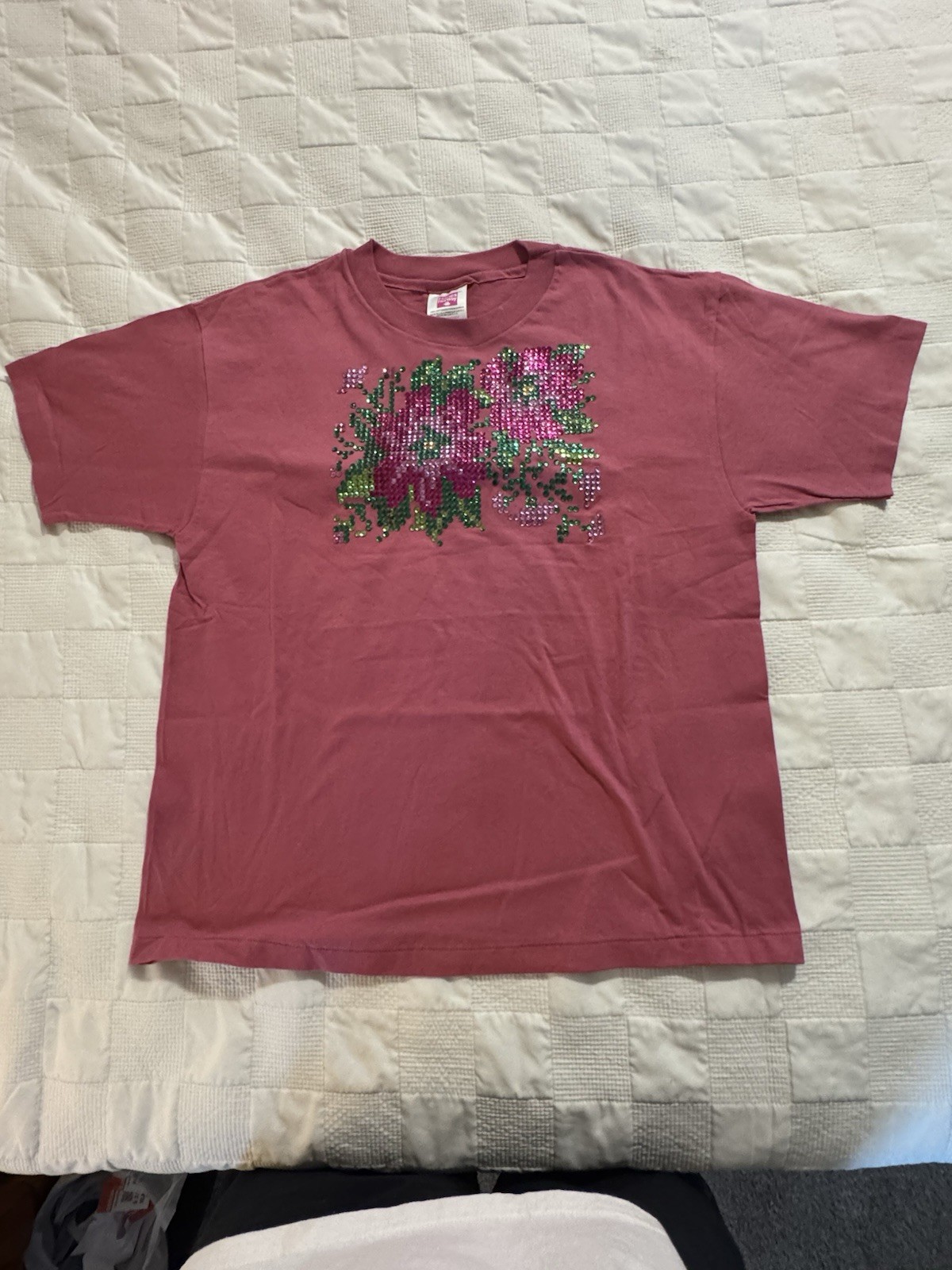 Vintage Single Stitch Grandmas Art Project Bubblegum Pink Medium