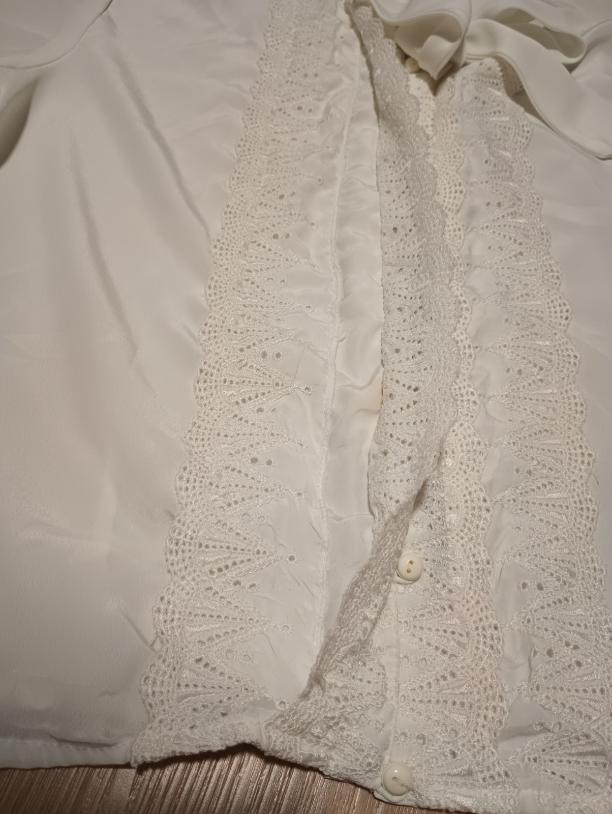 Vtg 70s Off White Smooth Soft Country Cottagecore Blouse Top office career M L