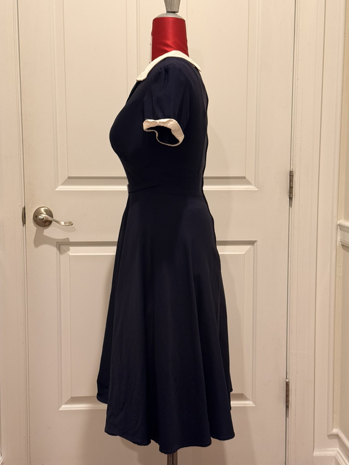 Women’s Stop Staring! Size L Fit And Flair Sailor Inspired Swing Dress
