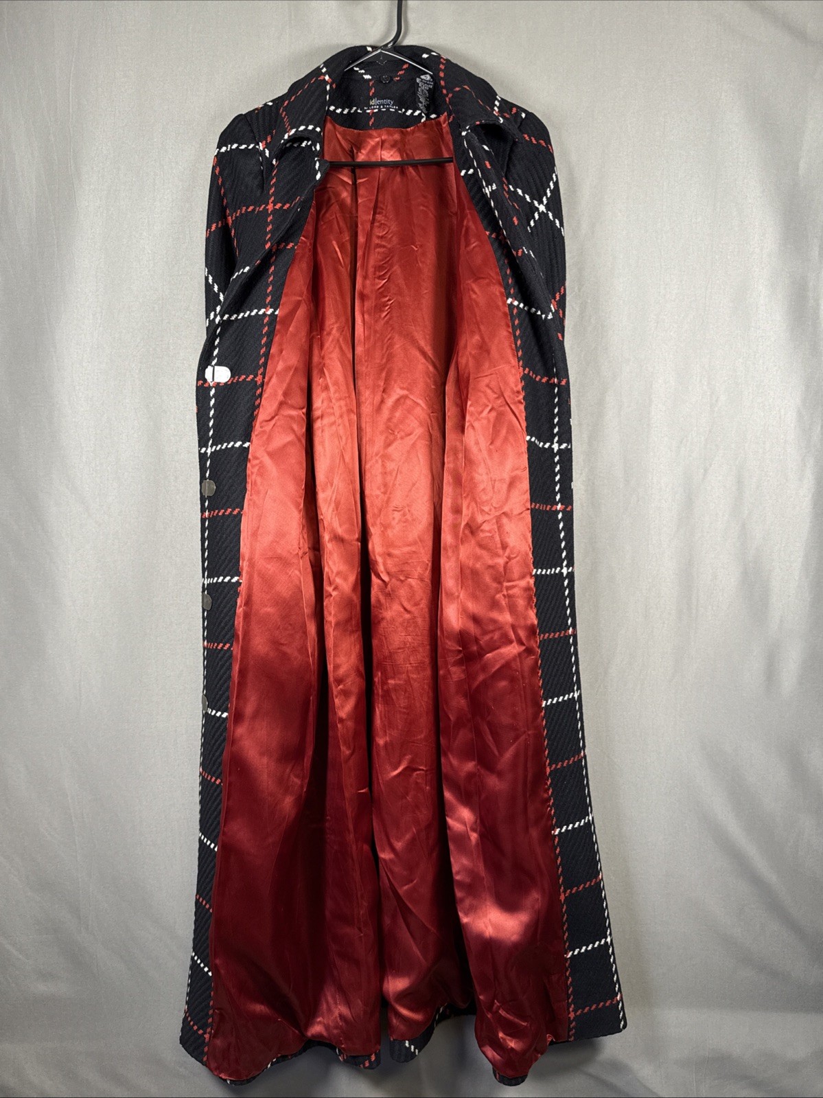 Vintage Lord & Taylor Identity Black Red White Diamond Wool Blend Coat Luxury 6
