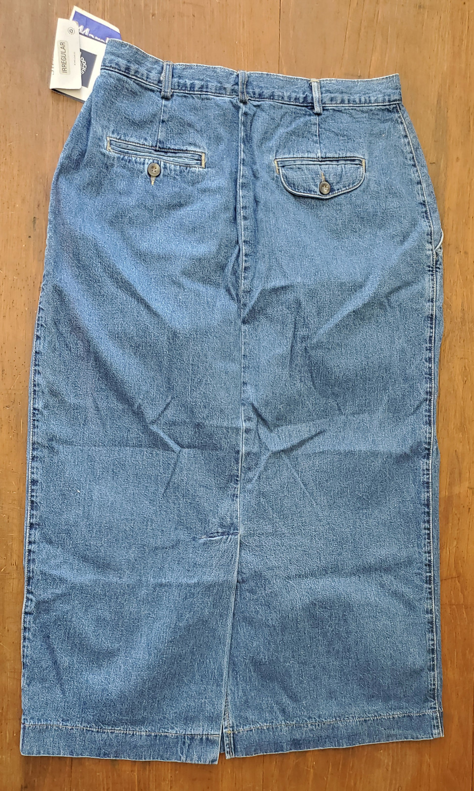 Vintage Dockers Medium Blue Cotton Denim Maxi Skirt Classic Sz 14 NWT 1992
