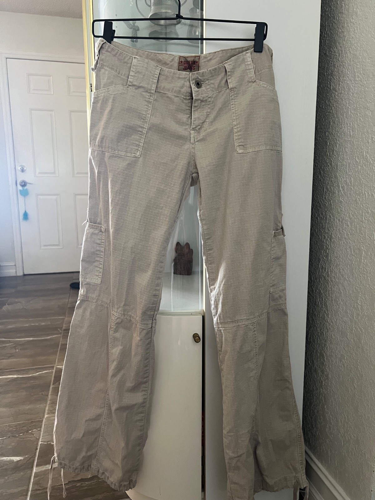 GUESS Jeans Cargo Low Rise Grunge Punk Zipper Pants Waist Size 28 Y2K