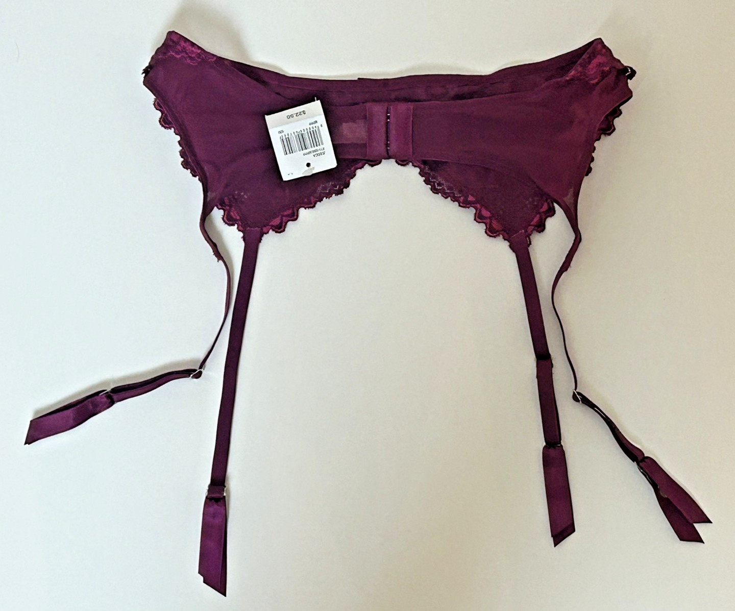 Fredericks of Hollywood Garter Belt Lace Floral Dark Fuchsia Coquette Vamp S NWT