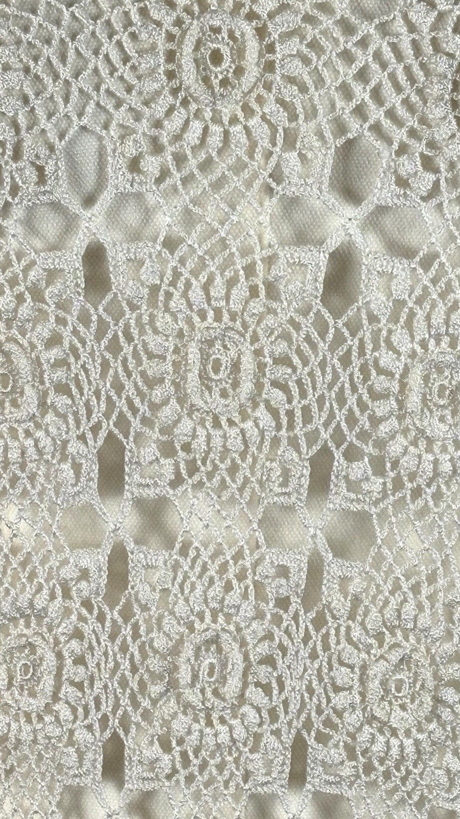 Vintage 70s Hand Crocheted Boho Crochet Top Cream Floral Lace Festival Hippie M