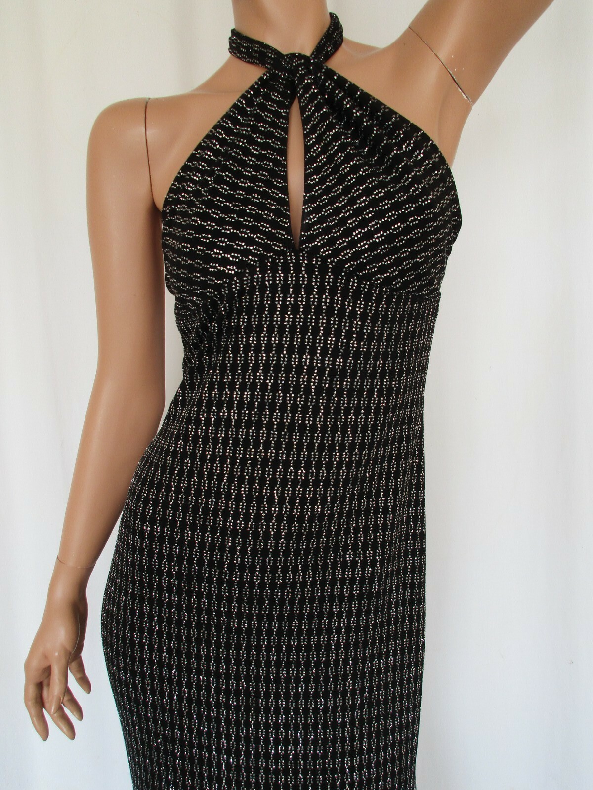 women fashion style dress black and silver party dress