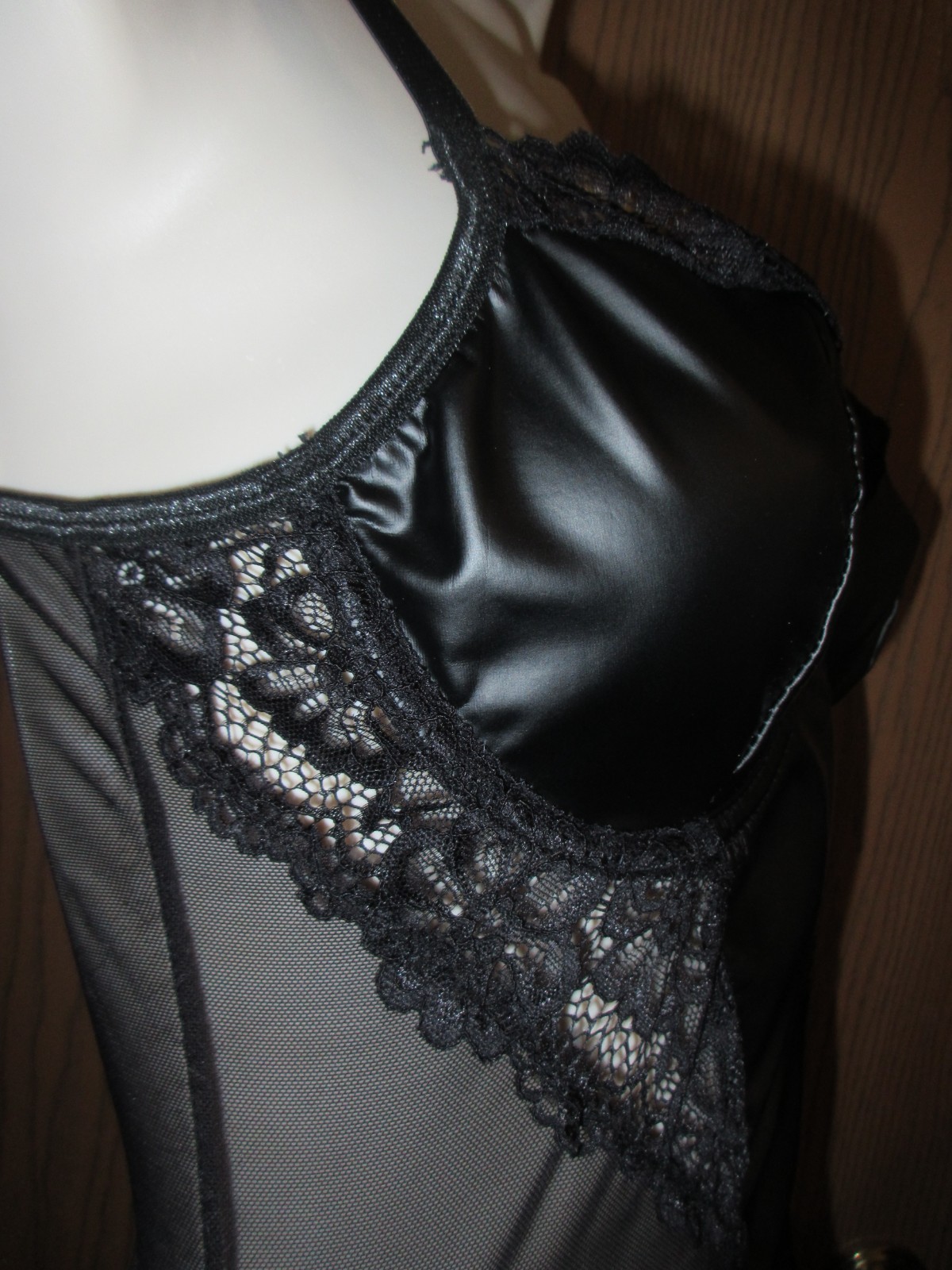 NWOT AVIDLOVE OILY WET look BRIDAL HONEYMOON body suit HI LEG TEDDY LACY sz S