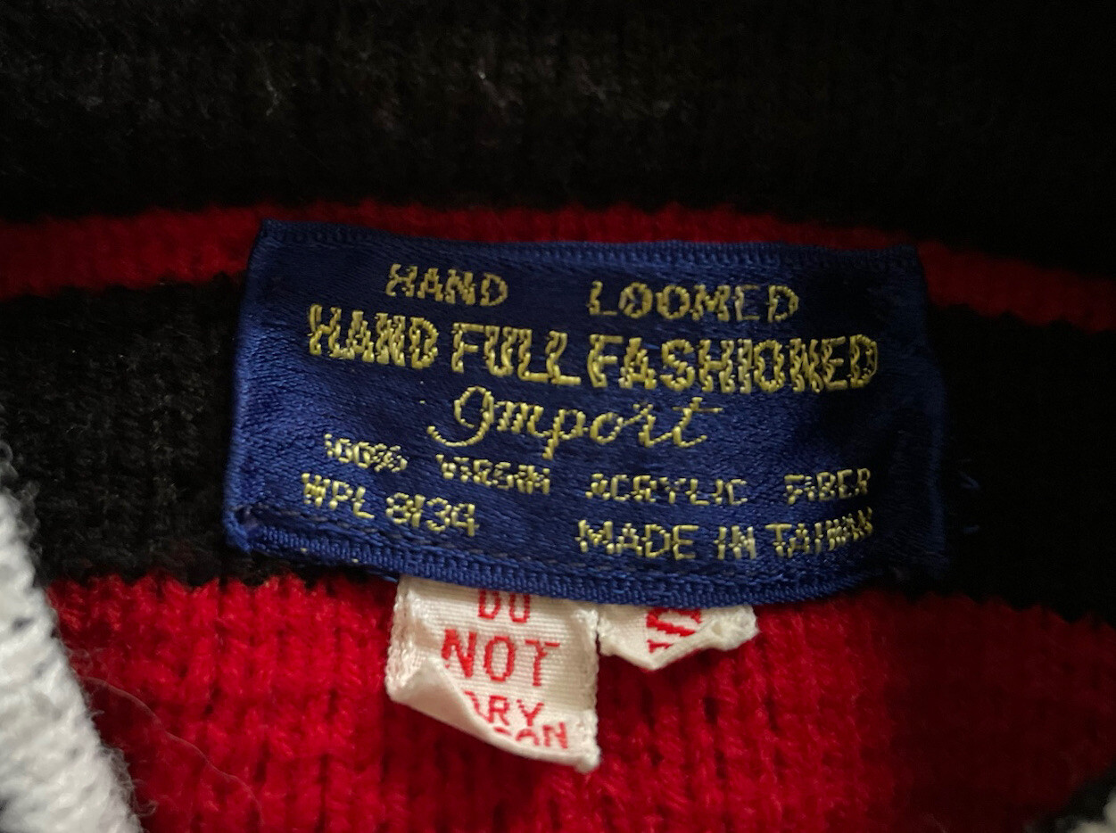 Hand Loomed HAND FULL FASHIONED Import Striped Cardigan Sweater Size A (S)