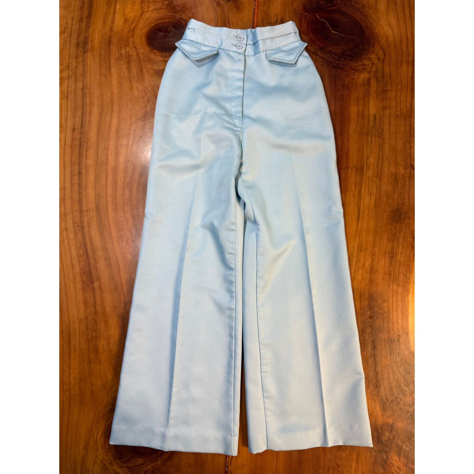 Vintage 70s Sears Mates Wide Leg Pants 5P XXSP Polyester Satin High rise Z3-27