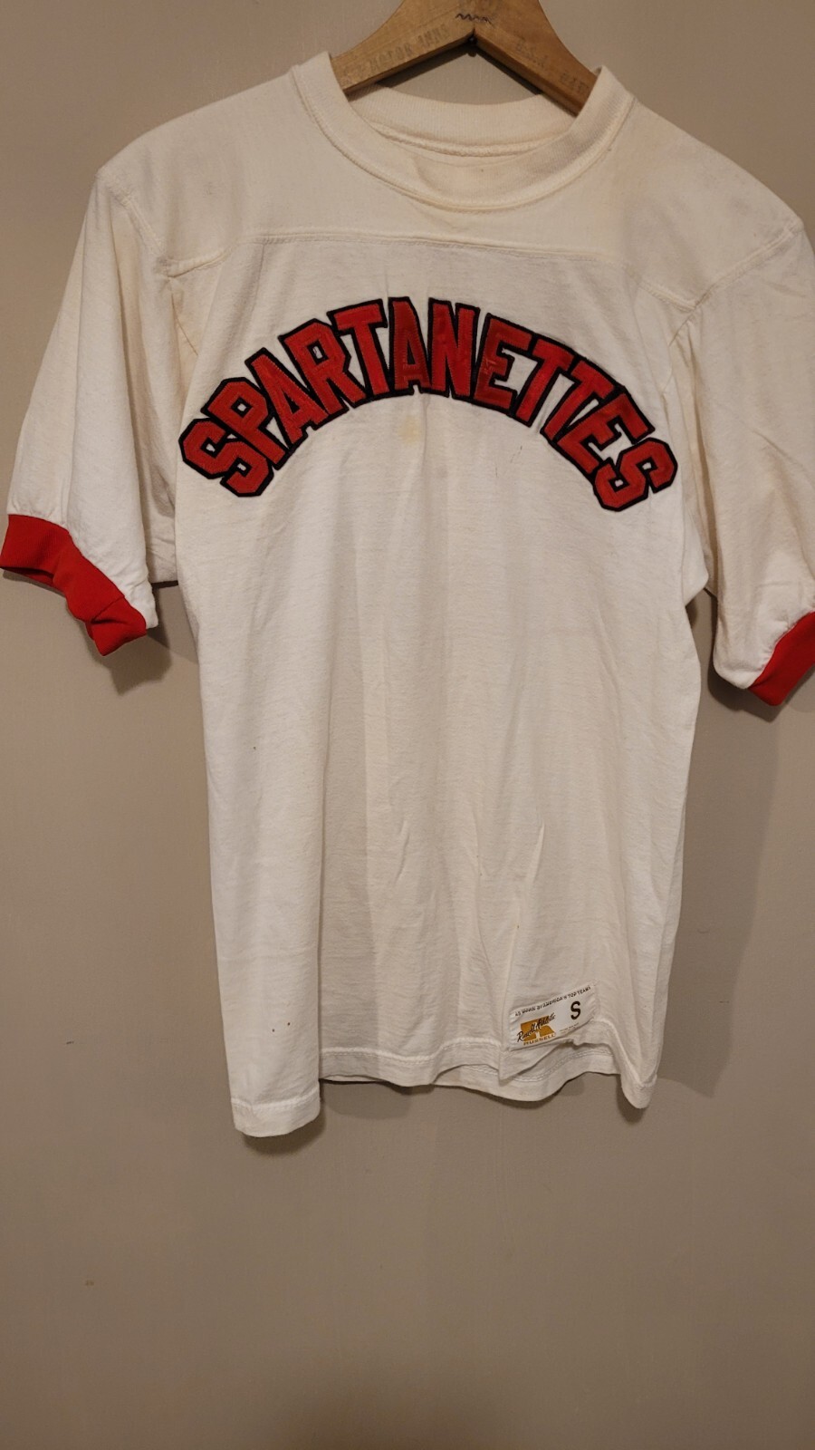 Vintage 1970s Russell Athletic Jersey T Shirt Spartanettes Distressed Jersey