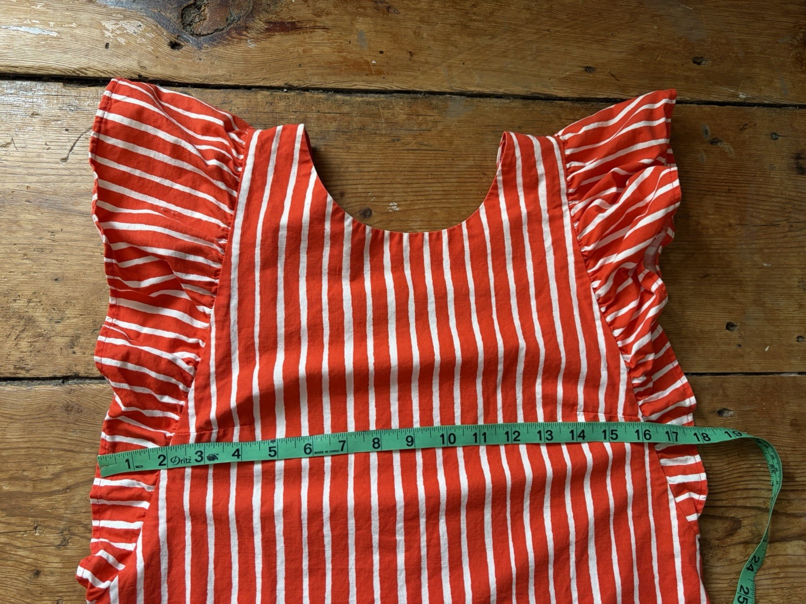 Vintage 1960s 1970s Marimekko Mariessu Red White Piccolo Stripe Apron Dress S
