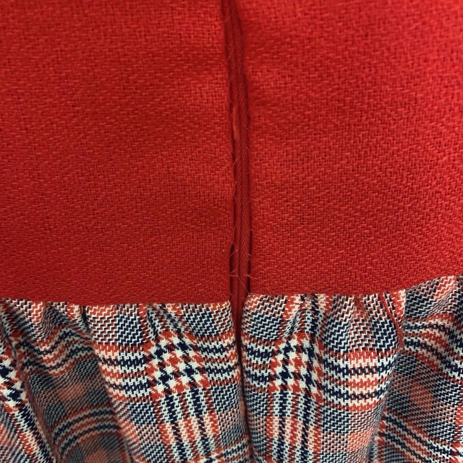 S Vintage 60s 70s long sleeve hostess dress mid century mod red white blue plaid