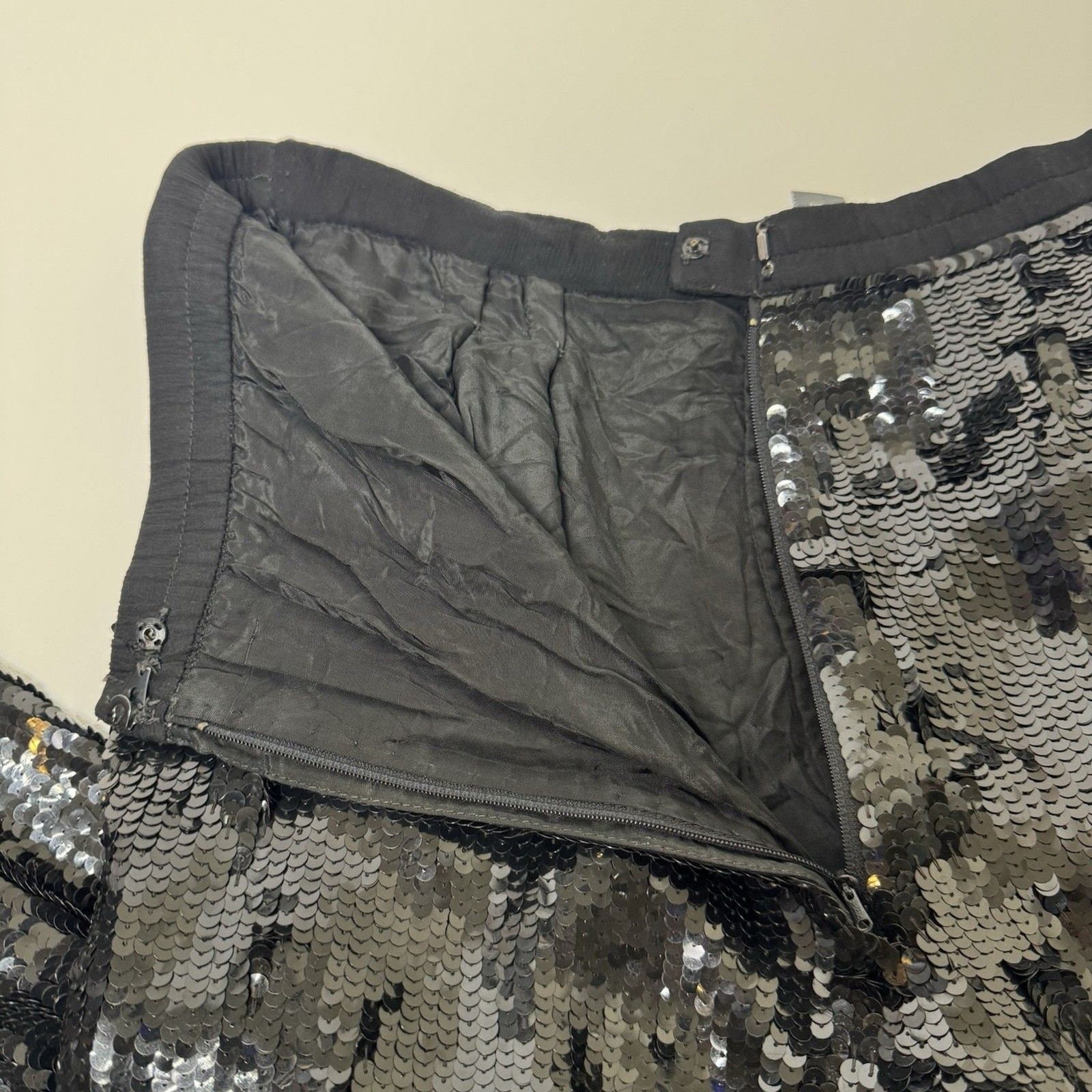 Vintage Modi Womens Medium Allover Sequin Pants 100% Silk Black 80s Glamor