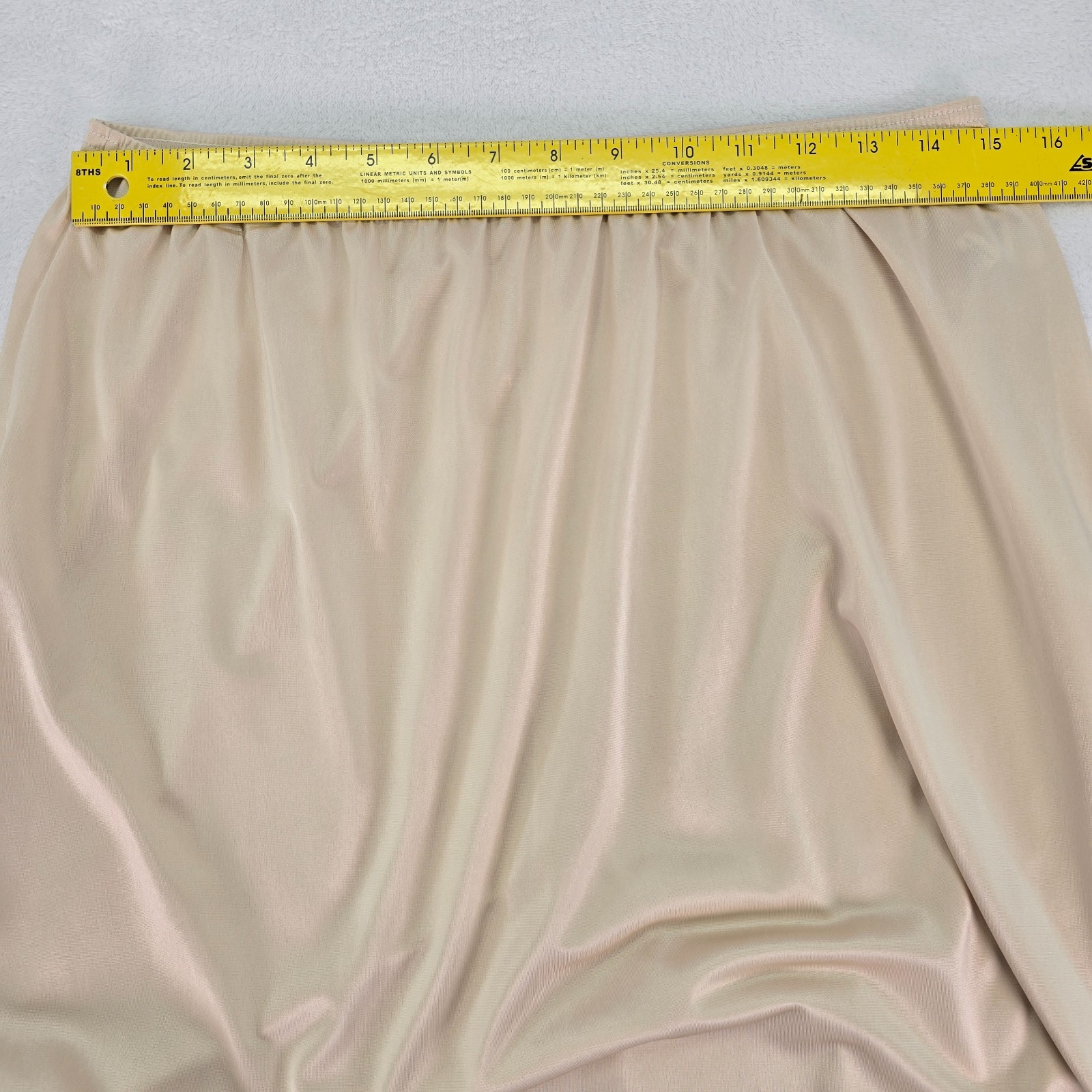 Vintage Cabernet Nylon Beige Maxi Half Slip 34″ Long Lace Hem Womens Large