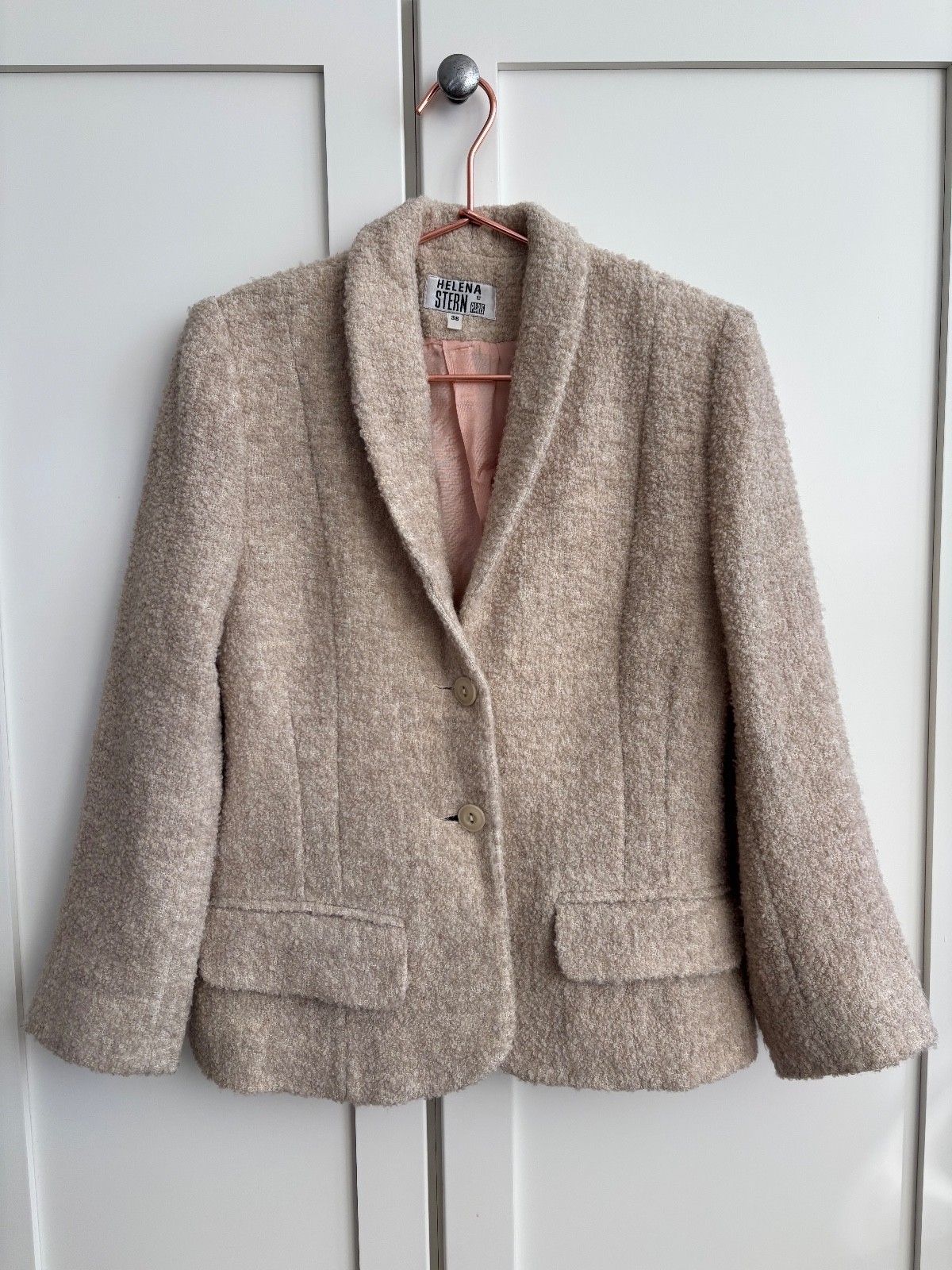 Vintage Helena Stern Paris Off White Blazer Fabric 80% Blaine Size 38 France