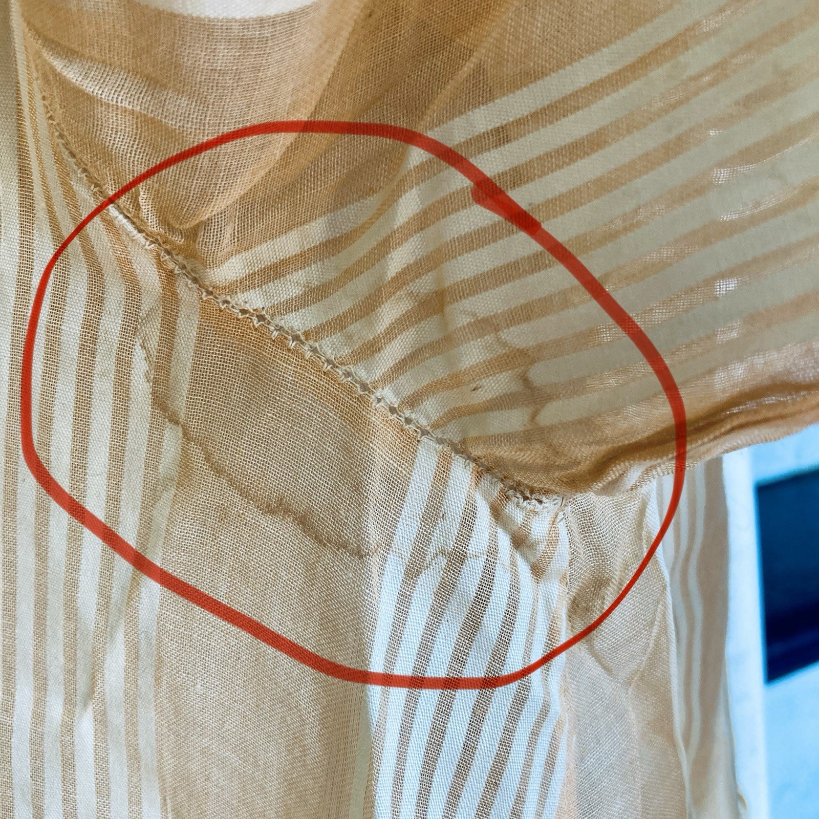1910s 1920s Edwardian Flapper Peach Pastel Tunic Shadow Stripe Blouse Top Summer