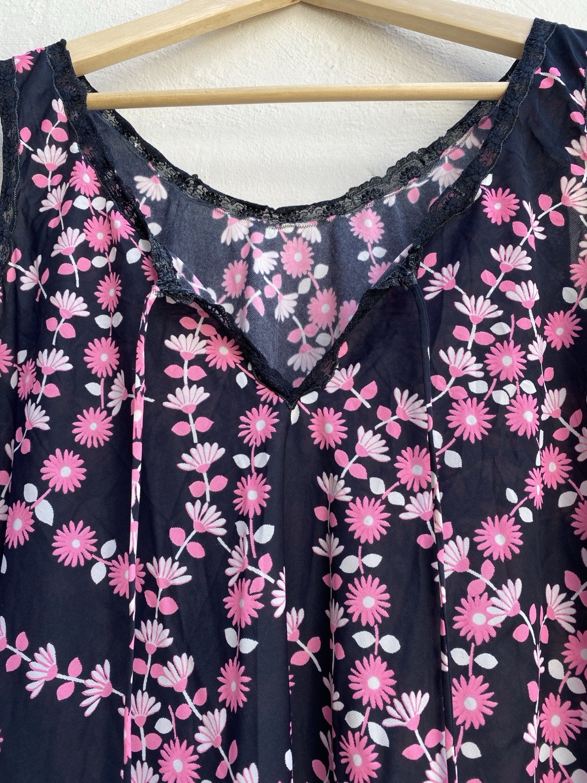 Vintage 60s Harrods 36 Satin Nightgown & Matching Panty Italy Black & Pink