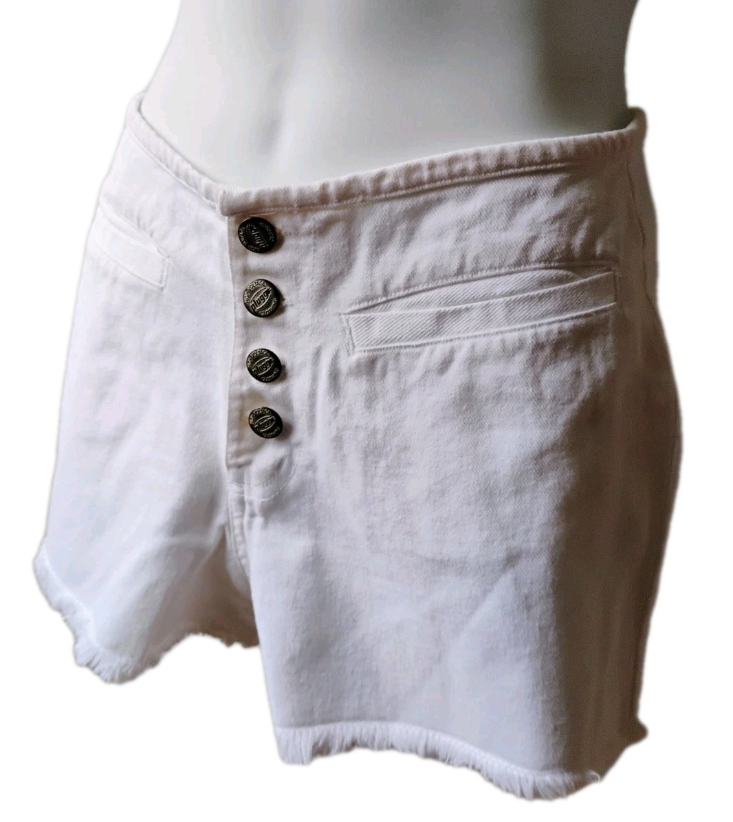 VTG 90’s „plugg Jean Wear” White Denim Button Fly Short Shorts 7