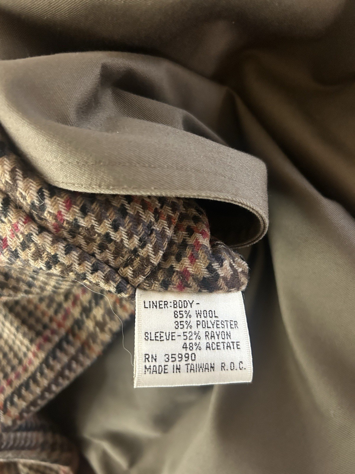 VTG Evan Picone Trench Coat Brown Removable Wool Blend Liner M/L Double Breasted