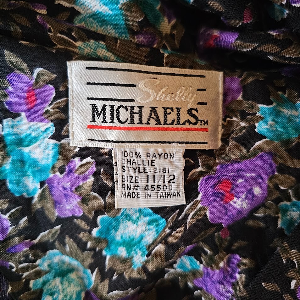 Vtg 80s Trad Wife Moody Floral Princess Waist Tieback Cottagecore Tea Dress M