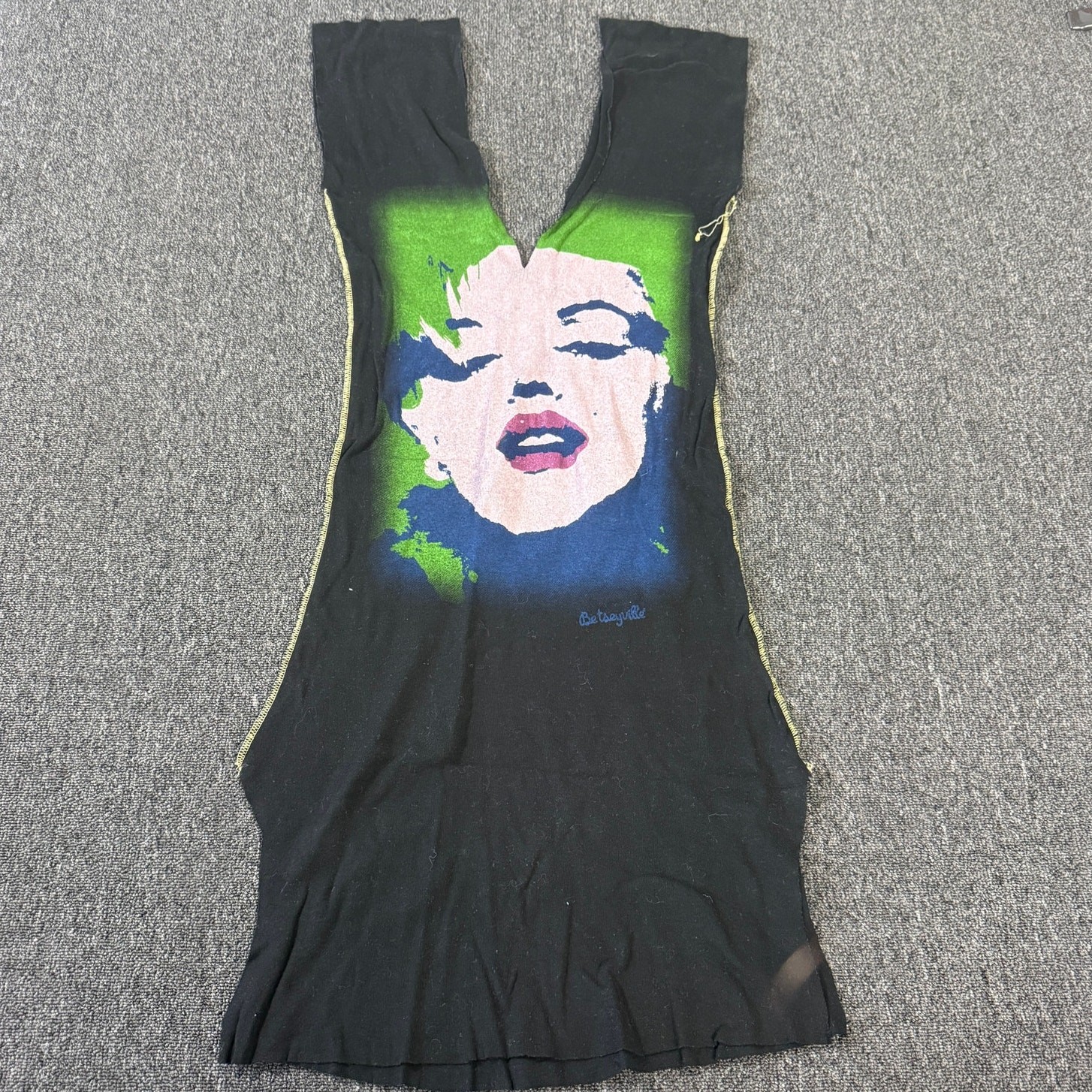 Vintage Y2k Betsey Johnson Marilyn Monroe Andy Warhol Black Mini Dress Small