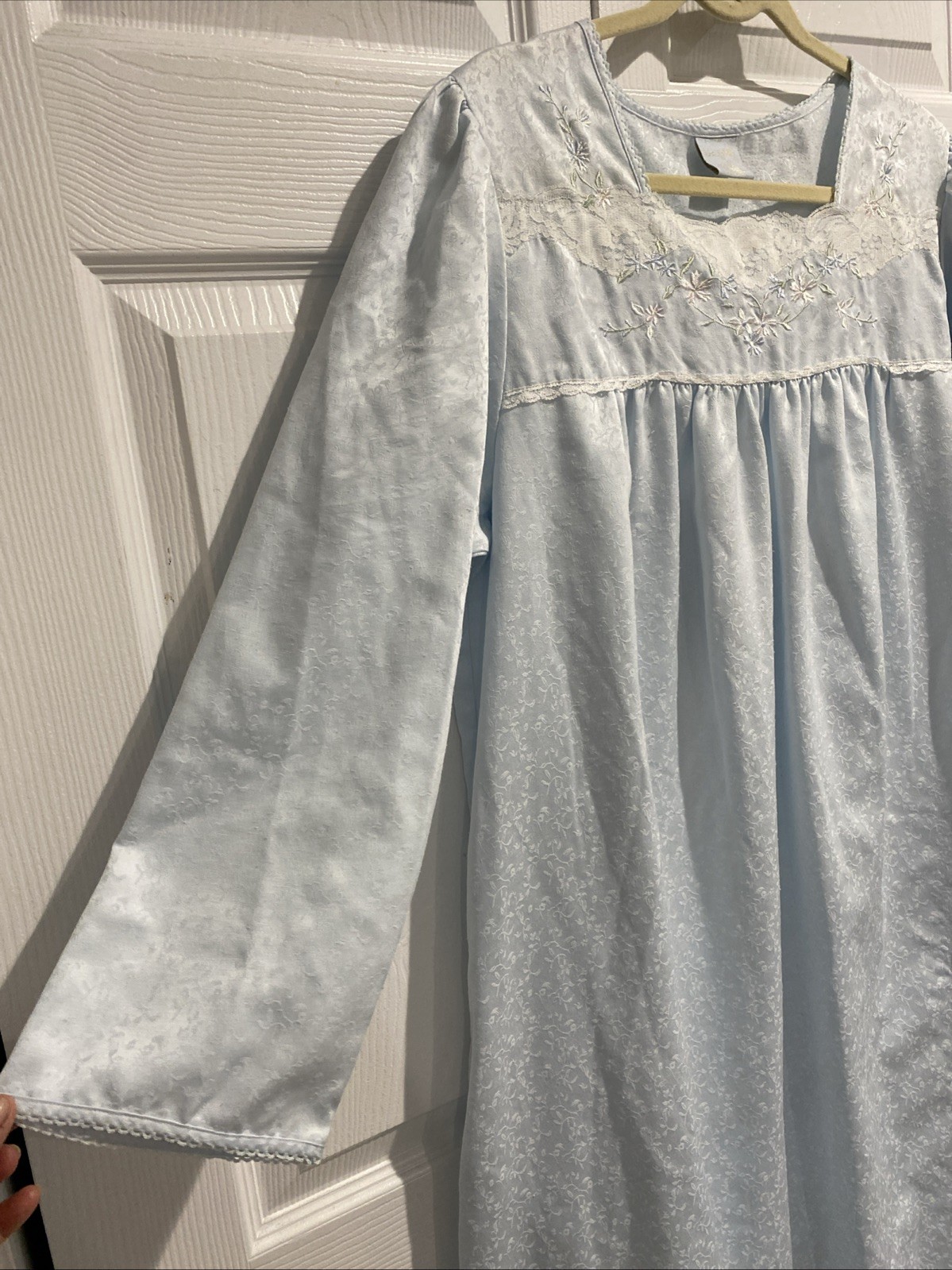 Go Softly Light Blue Long Nightgown with Embroidery And Lace Detail Size XL