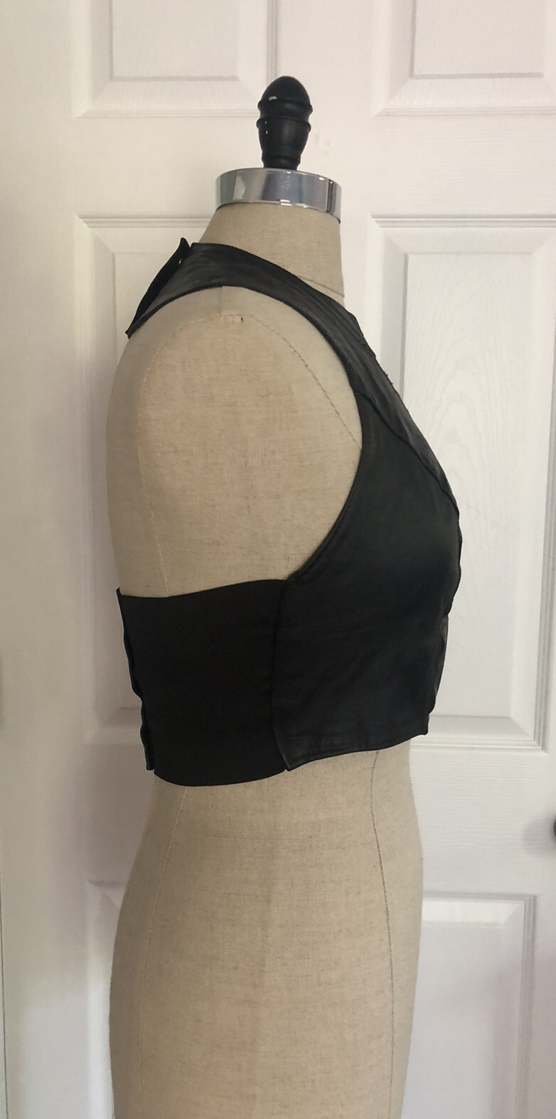Vintage 1980s Leather Lace Cut Out Top Goth Death Rocker Biker Boho Batcave Club