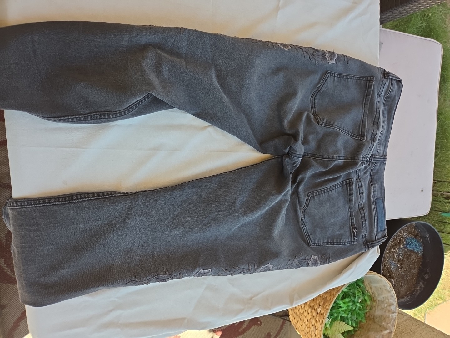 Classic Woman’s Skinny Style Size 12 Jeans Heavy Embroideredy On Both Legs