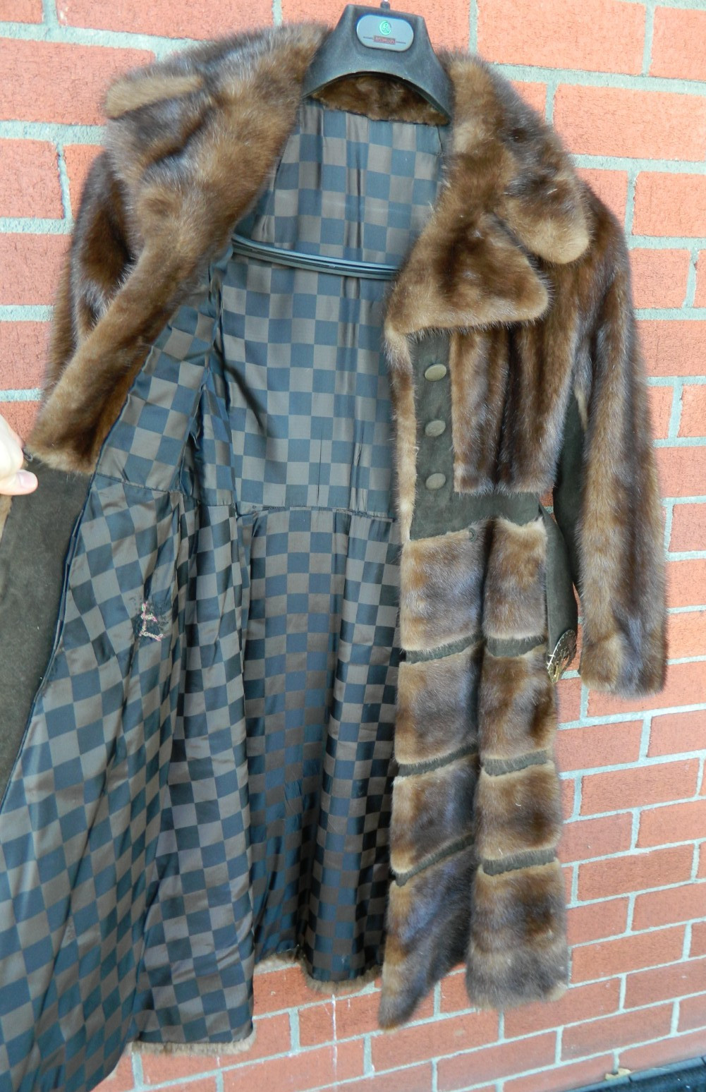 Vintage Real Mink Fur & Suede Metal Belted Coat Mod Paneled Design AS IS Medium
