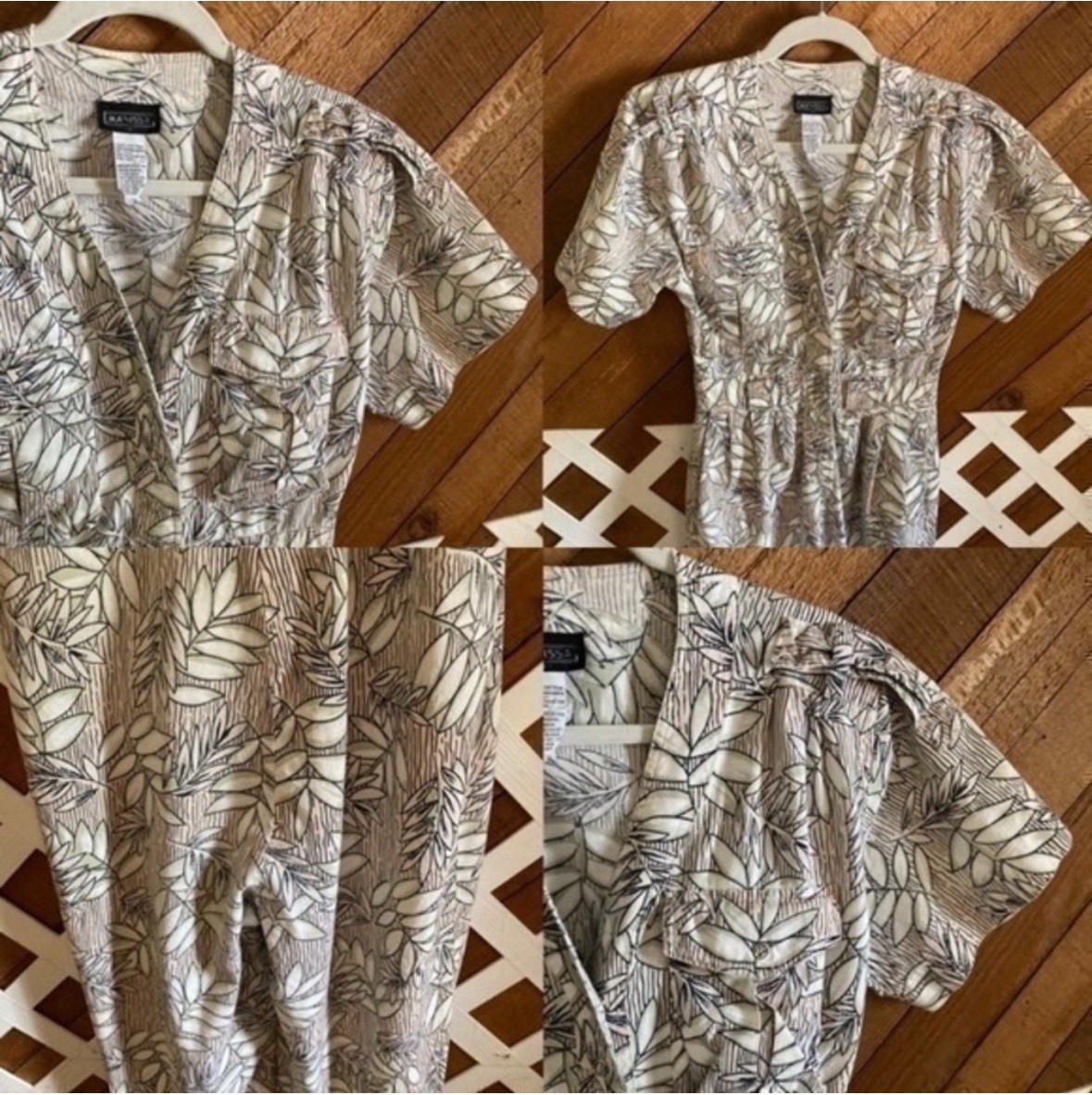 Vintage Marissa 1990s tropical leaf jumpsuit size 7