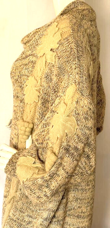 VTG 80s Bonnie Boerer Tan Sweater Emblements Oversize SZ 3X