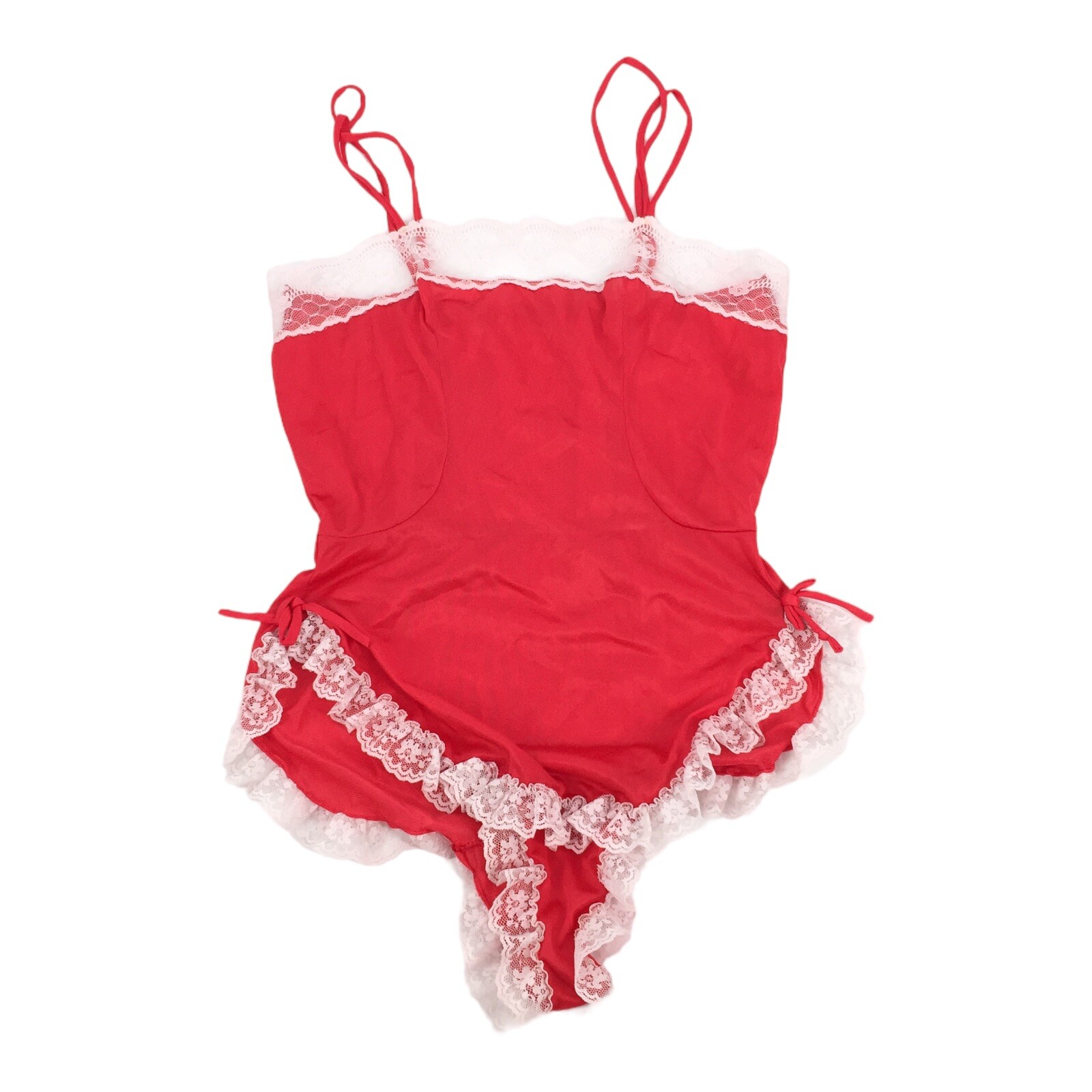 Vintage 1960s Jennifer Dale Lingerie Teddy Size 5 Small Red White Romper Pinup S