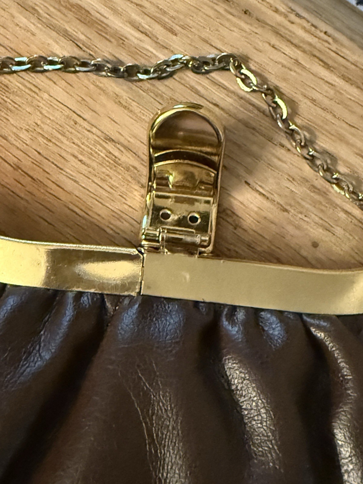 VTG HL USA Brown Chocolate Clutch Shoulder Strap Purse Gorgeous