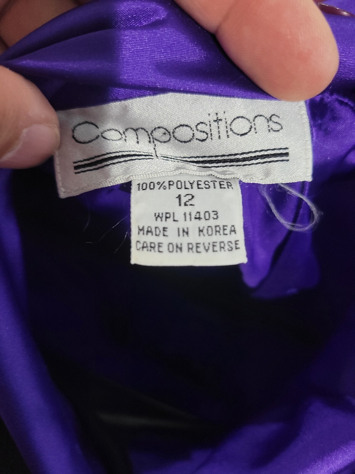 Vintage Compositions Shiny Purple Button Back High Neck Secretary Blouse Sz 12