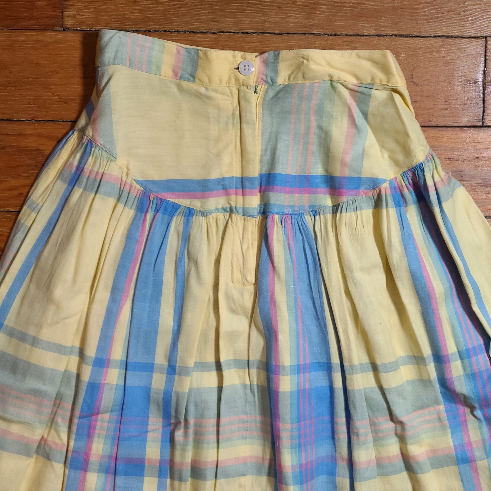 Vintage 70s/80s Santa Cruz Flat Front Plaid Skirt SZ 5 Cotton A-line Full Retro