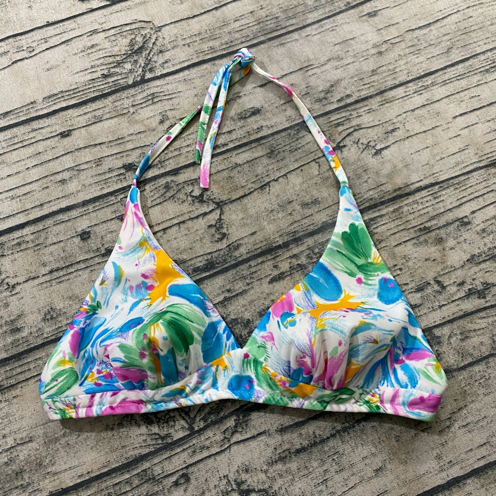 70s Vtg JC Penney Bikini Swim Top Size 14 (Fits XS/S) Hippie Boho Floral