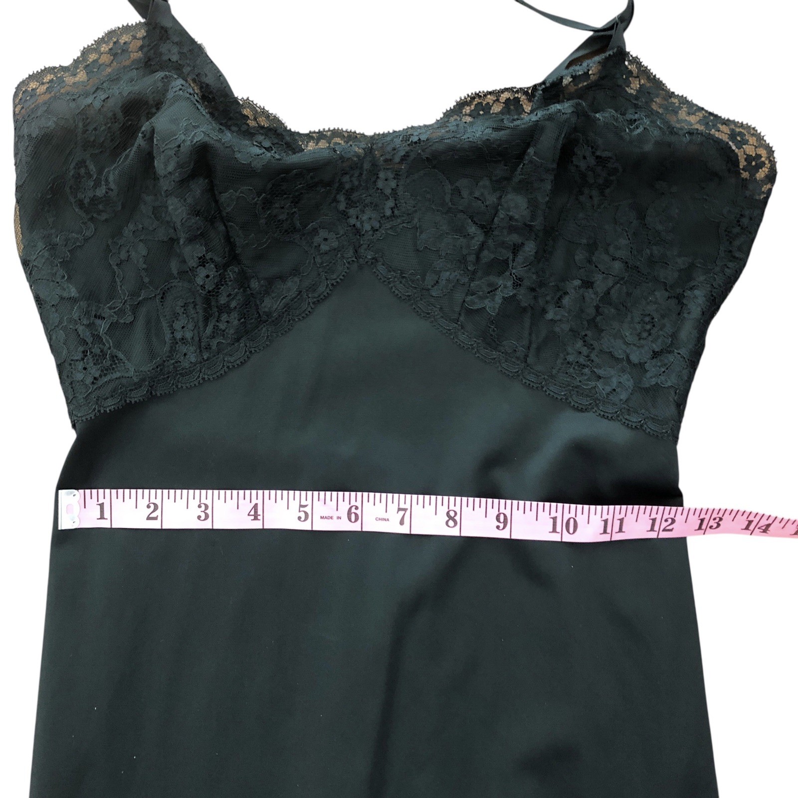 Vintage Gossard Artemis Full Slip Adj Straps Nylon Lace Black Negligee Size 32