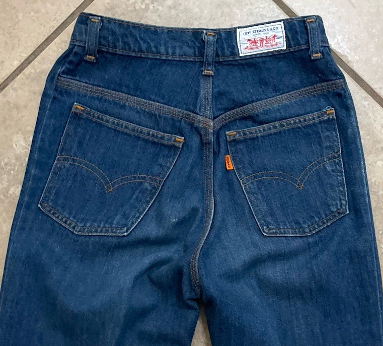 Vtg Levi’s White Label Orange Tab Jeans Custom 24×27 Scovill Zipper Snap Button
