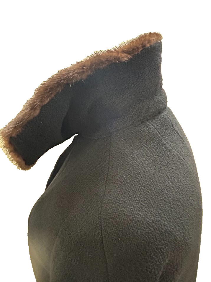 VTG ILGWU Union Made Wool Opera Swing Overcoat Black Fur Collar Women Sz 2XL